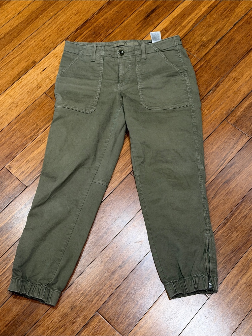 Banana Republic Olive Green Drawstring-Hem Cropped Pants